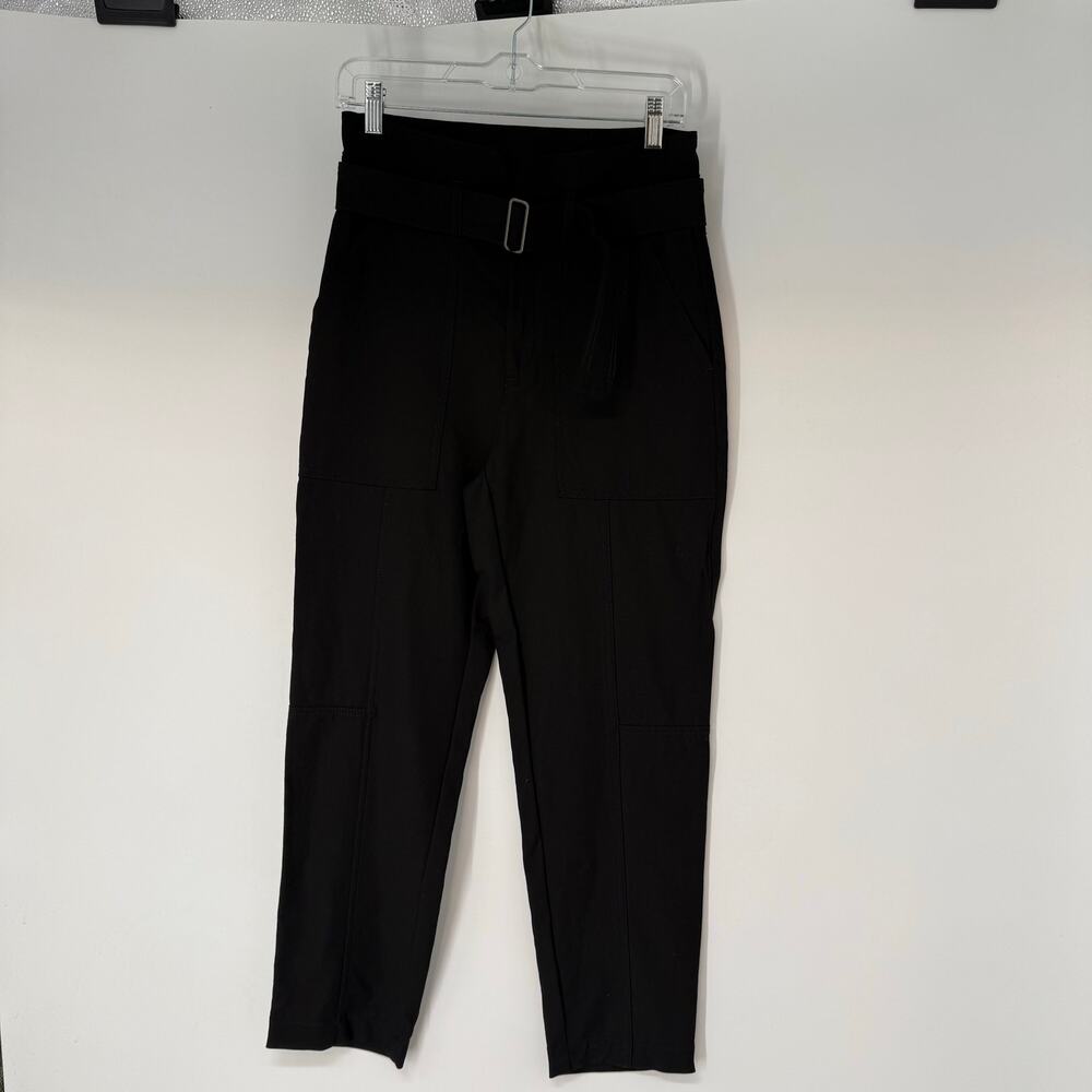 Banana Republic Belted Trouser Pants Womens Size 4 Black High Waisted Skinny Leg
